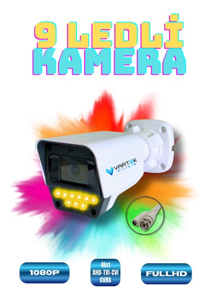 Vartek Bilişim 9 Led Gece Görüşlü Full Hd 1080p Güvenlik Kamerası