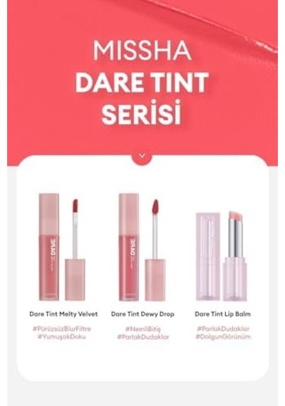 Uzun Süre Kalıcı, Bulaşma Yapmayan, Kadifemsi Bitiş Sunan Tint Dare Tint Melty Velvet Rosy Cloud 0