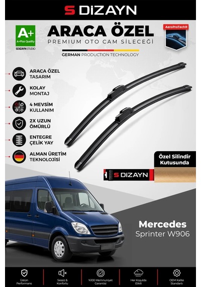 S-dizayn Mercedes-benz Sprinter W906 Ön Cam Silecek Seti 2006-2018 Premium Araca Özel 65-60 Cm A+ Ka