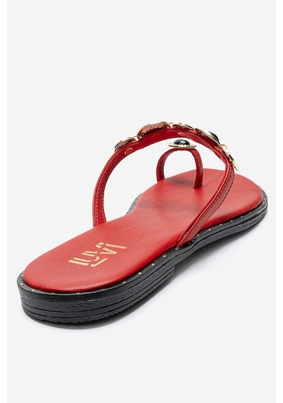 Luvishoes Martınez Kırmızı Tokalı Hakiki Deri Kadın Parmak Arası Terlik