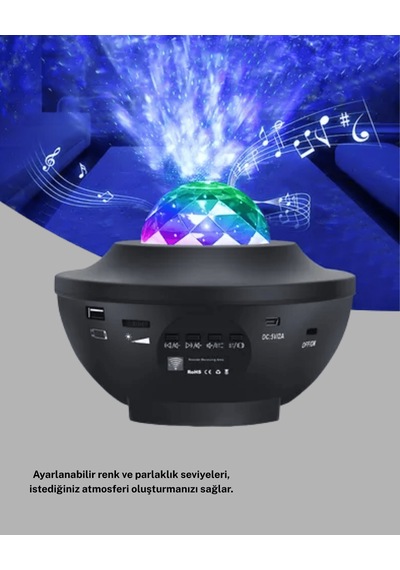 Led Yıldızlı Gece Lambası, Galaxy Modlu Renk Ve Parlaklık Ayarlı Çok Renkli