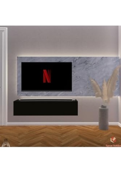 Siyah 120 Cm Tv Ünitesi Tv Sehpası Duvar Rafı Kitaplık Çok Renkli