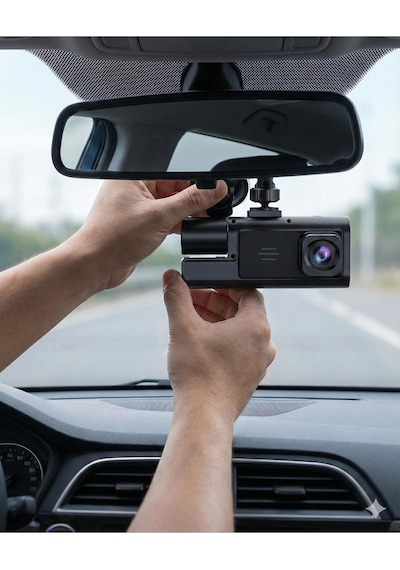 Üç Kameralı Wifi Araç I Çi Kayıt Cihazı 1080p Ön I Ç Arka Gece Görüşlü Dashcam Tüm Araçlara Uyumlu Tek