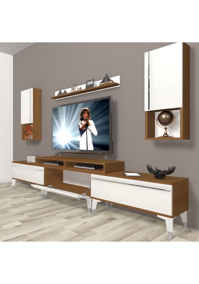 Decoraktiv Ekoflex 270ta Mdf Silver Tv Ünitesi Tv Sehpası Ceviz - Beyaz