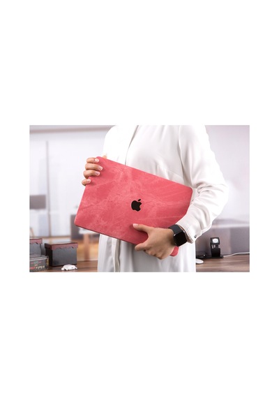 Apple Macbook Uyumlu Pro 13 Kumaş Dokulu Soft Touch Sert Hard Case Usb-c Darbe Çizilme Koruyucu Kılıf Pembe