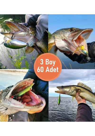 Valkyrie 60 Adet Çelik Fishing Leader Seti Paslanmaz Çelik Olta Halatı Lider Teli 3 Boy Karışık