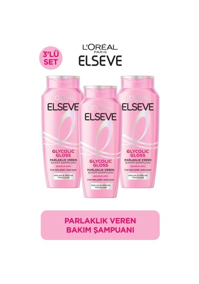 3'lü Glycolic Gloss Core Parlaklık Veren Bakım Şampuanı 300ml Tüm Saç Tipleri