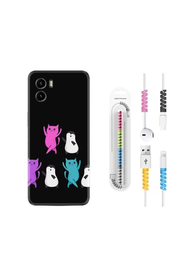 Vivo Y15S Kılıf Kablo Koruyuculu Cat Dance 1824