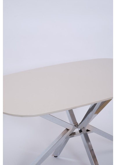 Çapraz Kum Beji High Gloss Yemek Masası 90 160 Cm Gri