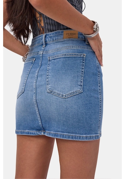 it's basic Kadın Mavi 2s6-4 Straight Mini Esnek Kumaş Denim Etek