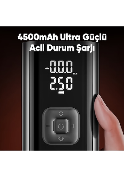 4500 Mah Şarjlı Hava Pompası Araç Lastik, Bisiklet, Top Şişirme Oto Hava Kompresörü