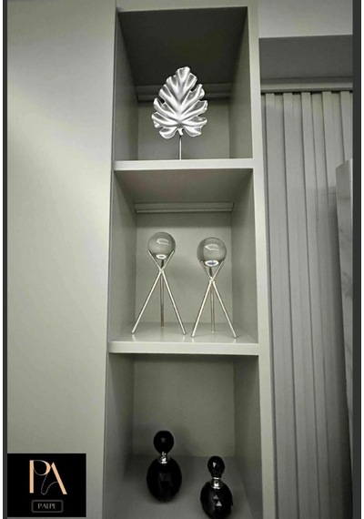 Gümüş Ü 2'li Ofis Metal Aksesuar Biblo Ev Salon Dekorasyon Obje