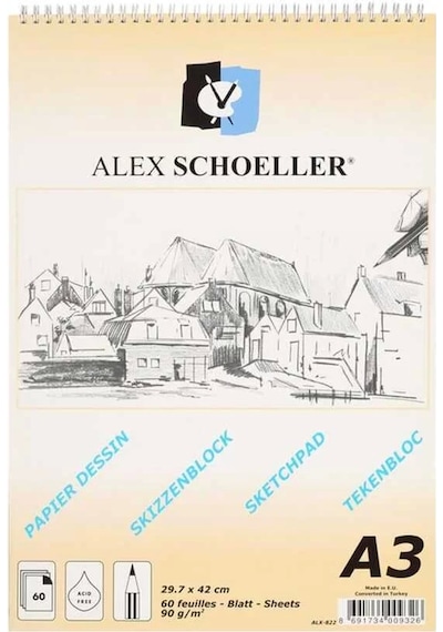 Alex Schoeller Spiralli Eskiz Bloknot A3 90gr 60 Yaprak
