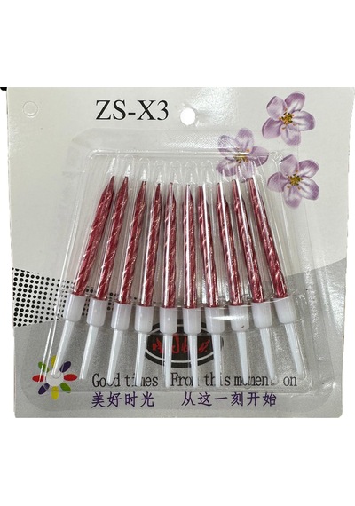 Burgulu Doğum Günü Parti Süs Pasta Mumu - Kırmızı - 8 Cm. - 10 Adetlik Paket Kırımızı