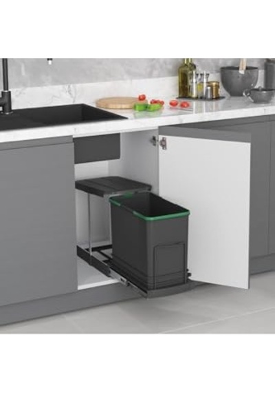 Tls. Raylı Plastik Gövde Çöp Kovası 24 Lt.-antrasit Gri Tek Ebat Zsx S-2571-a
