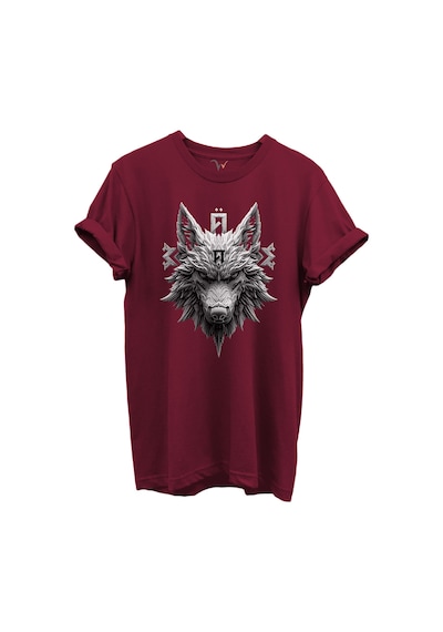 Kurt Ve Türk Özel Koleksiyon Serisi-5 Tasarım Baskılı %100 Pamuk T-shirt Bordo