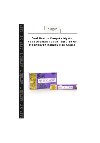 Özel Üretim Deepıka Mystıc Yoga Aromalı Çubuk Tütsü 15 Gr Meditasyon Kokusu Hoş Aroma
