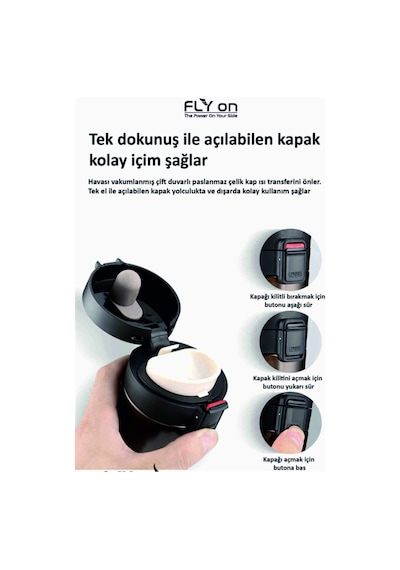Kişiye Özel İsim Baskılı Tek El Basmalı Çelik Termos 350 ML Çift Beyaz
