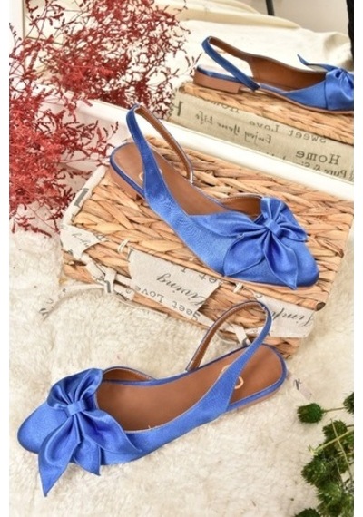 Fox Shoes Saks Mavi Kumaş Kadın Babet H726809004 Mavi