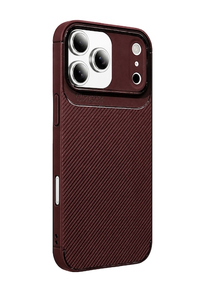 Newface - 468 - Apple iPhone Uyumlu 17 Pro Auto Focus Karbon Kapak - Glblseme - - Bordo