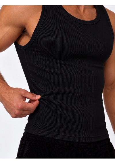 We&me Erkek Halter Yaka Slimfit Sporcu Likralı Atlet Siyah