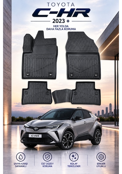 Toyota Chr 2023+ Aracınıza Özel Üretim Havuzlu Paspas Takımı A+ -mod-
