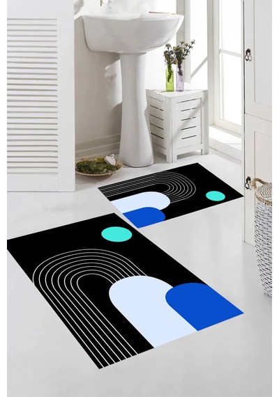 Eliana Home Dijital Baskı 2'li Banyo Paspas Takımı Lna5-sd935 100x60 Ve 60x50 Cm Siyah