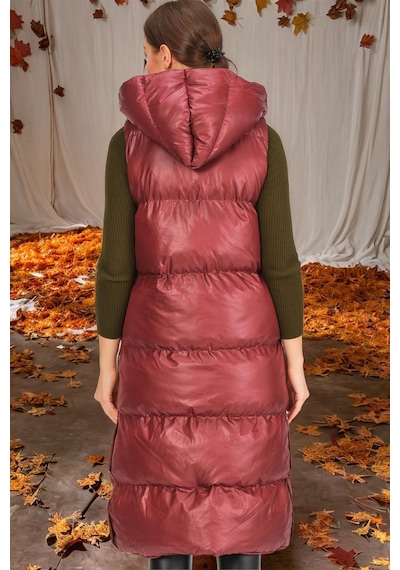 Z6734 Dewberry Xexese Bayan Yelek-düz Bordo Düz Bordo