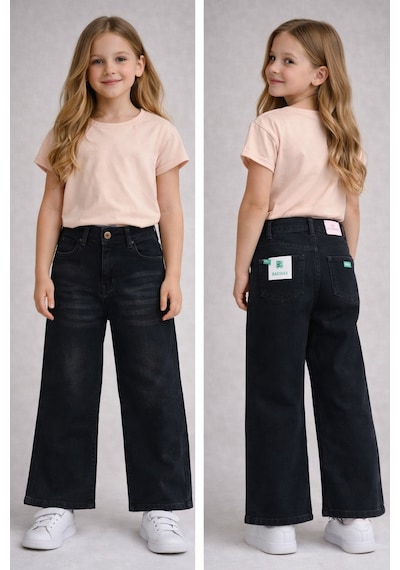 Noble Kids Kız Çocuk Siyah Denim Pantolon