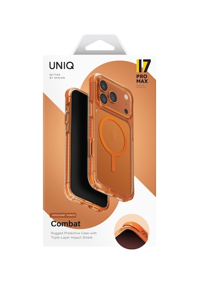 Apple   Uyumlu  iPhone 17 Pro Max Kılıf Combat Serisi Üç Katmanlı Shocksorb Magsafe Özellik Magclick Koruyucu Kapak Turuncu