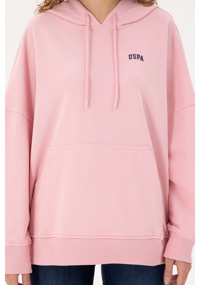U.S. Polo Assn. Kadın Pudra Kapüşonlu Basic Sweatshirt 50297324-VR042