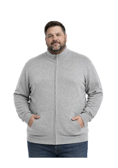 Battalmoda Erkek Büyük Beden Gri Basic Cepli Triko Hırka 3xl-4xl-5xl-6xl