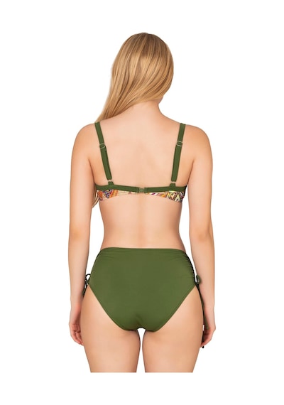 Endeep Kadın Büyük Beden Balenli Destekli Kolaj Desenli Bikini Takımı Yeşil