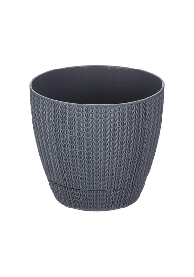 Serinova Sml2 Sümela Saksı Tabaklı 14cm, 1,4 Litre Dekoratif Saksı Antrasit