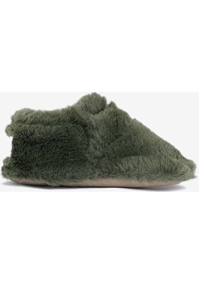 Furry Furry Haki Kürk Barefoot Patik-haki Kürk Haki