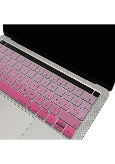 Türkçe Q Keyboard Skin Macbook Pro Touch Bar 13 15 İnç Uyumlu A1706 A1989 A2159 A1707 A1990 Uk Iso Ters L Enter Silikon Klavye Koruma Pembe