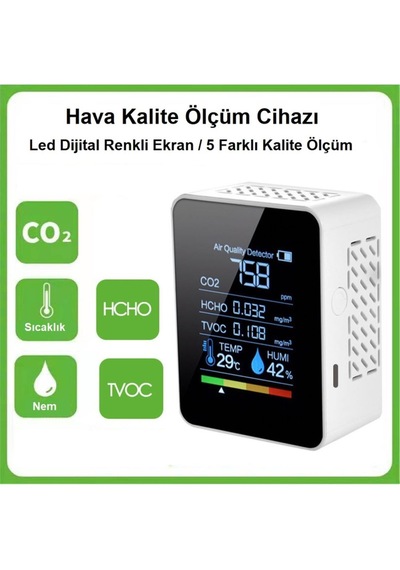 Dijital 5in1 Hava Dedektörü Hava Kalite Ölçüm Cihazı