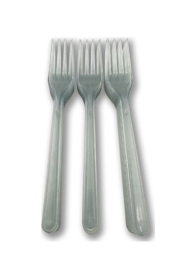 Sert Kalın Plastik Çatal 1. Kalite Lüks Şeffaf Çatal 100 Adet Şeffaf