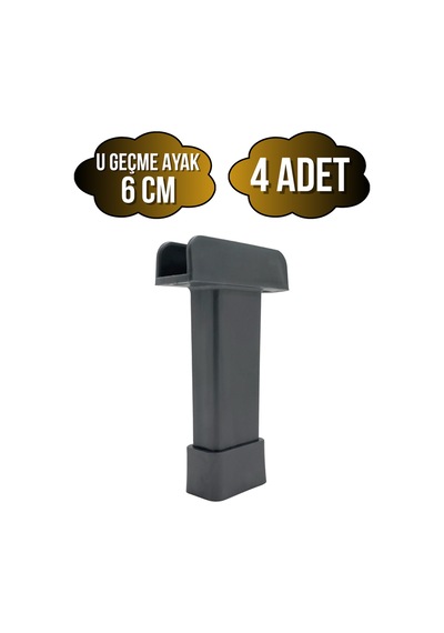 U Geçme Gri Plastik Ayarlı Ayak Mobilya Masa Ve Dolap Ayağı Gri 6cm 4 Adet Gri