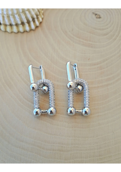 Dali Shop Zirkon Taşlı Tifanny Küpe Gümüş