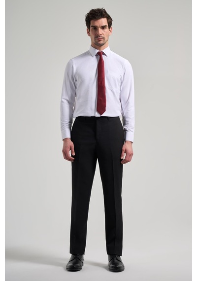 İmza Beyaz Sert Yaka Düz Classic Pamuklu Comfort Fit Gömlek 1004250213 Beyaz