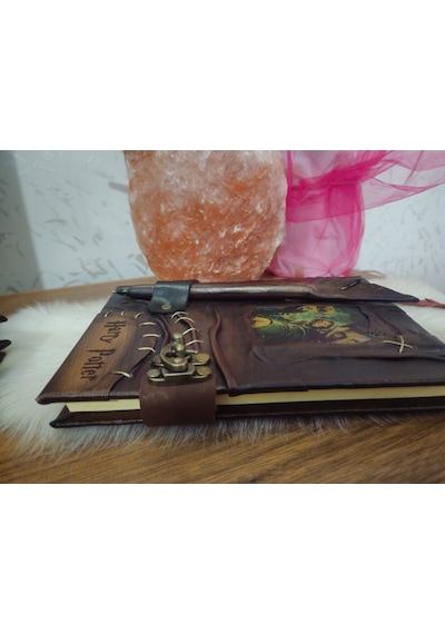 Hakiki Deri Özel Tasarım Kalemli Harry Potter Kahve