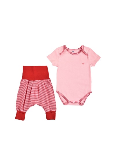 Organicera Organicera Organik Body & Şalvar Pantolon 2Li Set,Pembe & Krem Çi Krem - Pembe