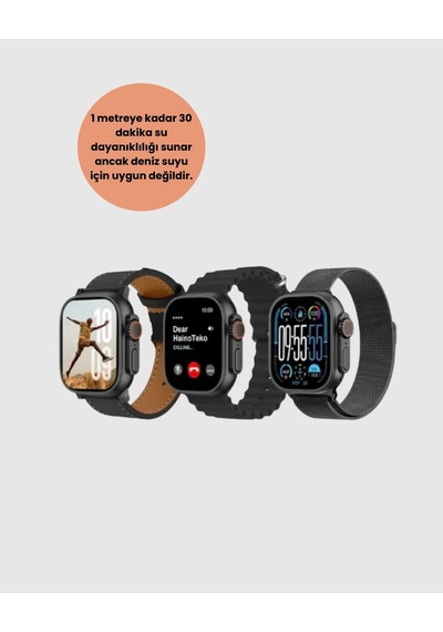 Akıllı Saat Aksesuarları Amoled Ekran 49mm Ultra Tasarım 3 Kordonlu Akıllı Saat Yeni Nesil
