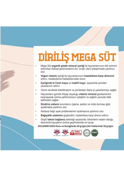 Diriliş Megasüt 25 Kg Yem Katkı