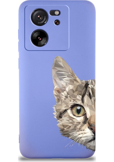 Xiaomi Mi 13t İle Uyumlu Catface Tasarımlı Lila Lansman Kılıf Çok Renkli