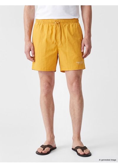 Lcw Swımwear Sarı Kısa Boy Baskılı Erkek Deniz Şortu
