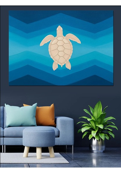 Ahşap Tablo Modern Geometrik Kaplumbağa Logosu