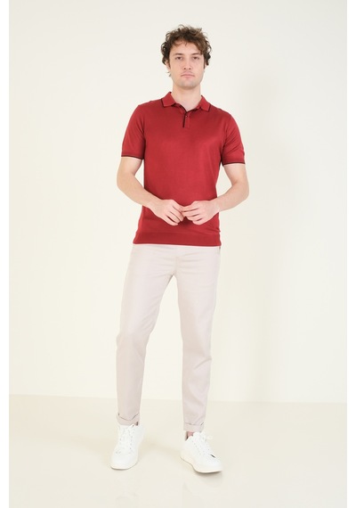 Giyim Dünyası Erkek Çıtçıtlı Yaka Biyeli Merserize T-shirt Bordo 001 Giyim Dünyası Erkek Çıtçıtlı Yaka Biyeli Merserize T-shirt Bordo 001