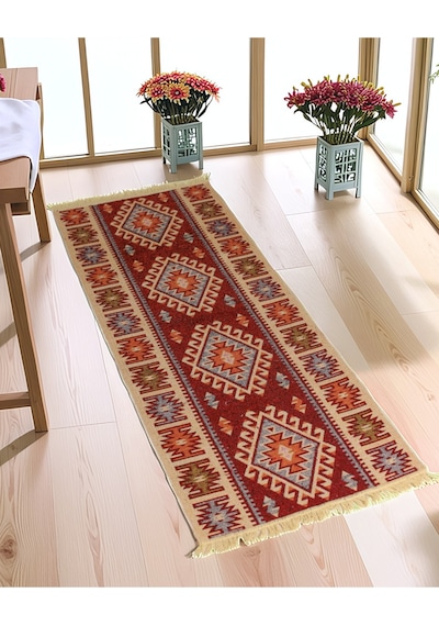 "çift Taraflı Kullanılabilir, Makinede Yıkanabilir, Modern Desenli Kilim 11 Farklı Ebat" Kırmızı Kırmızı